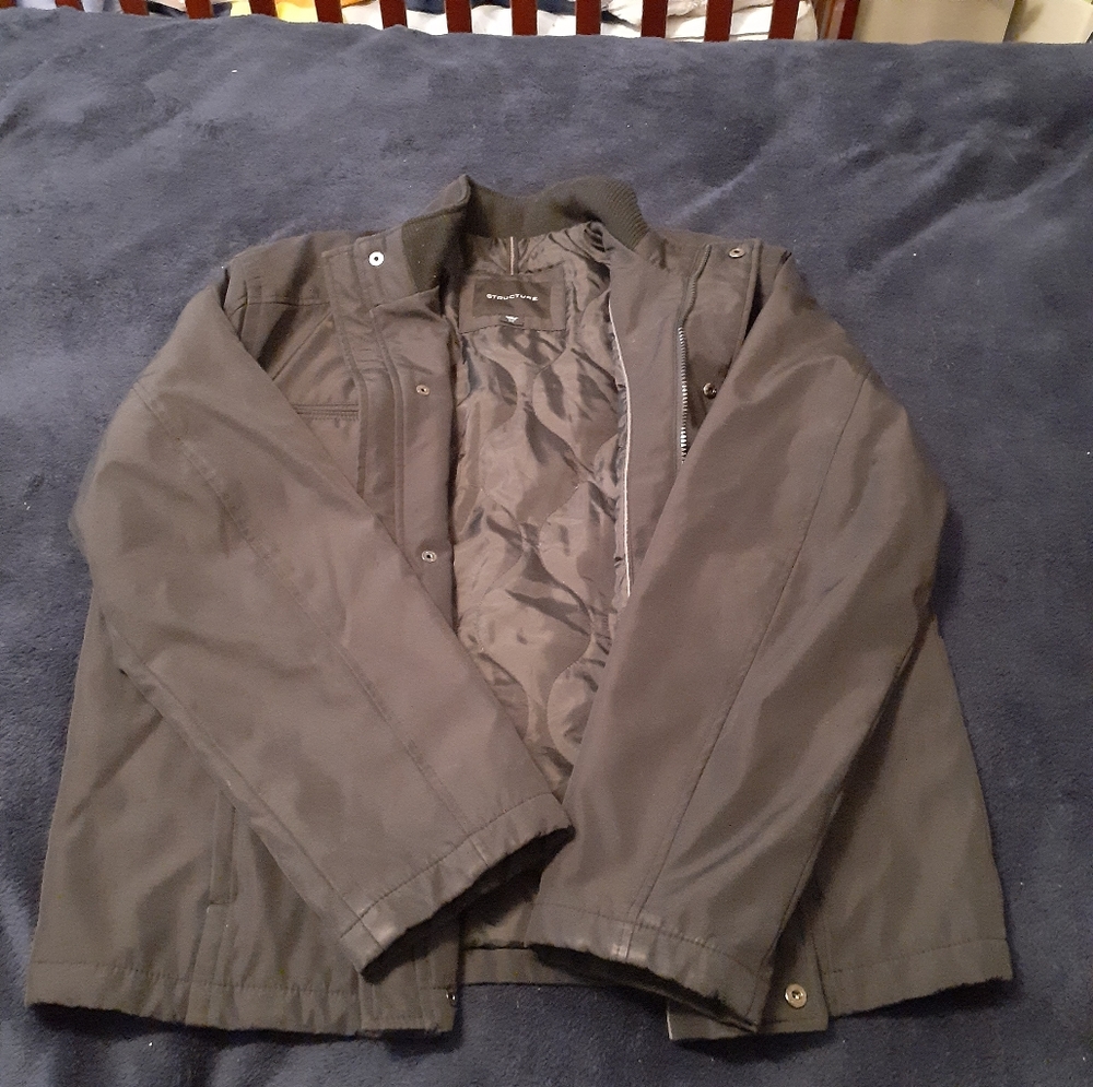 Structure Faux Leather Mens Moto Jacket Large